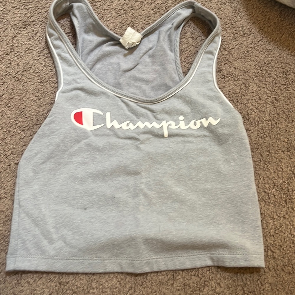 Cropped Vintage grey racer back champion tank